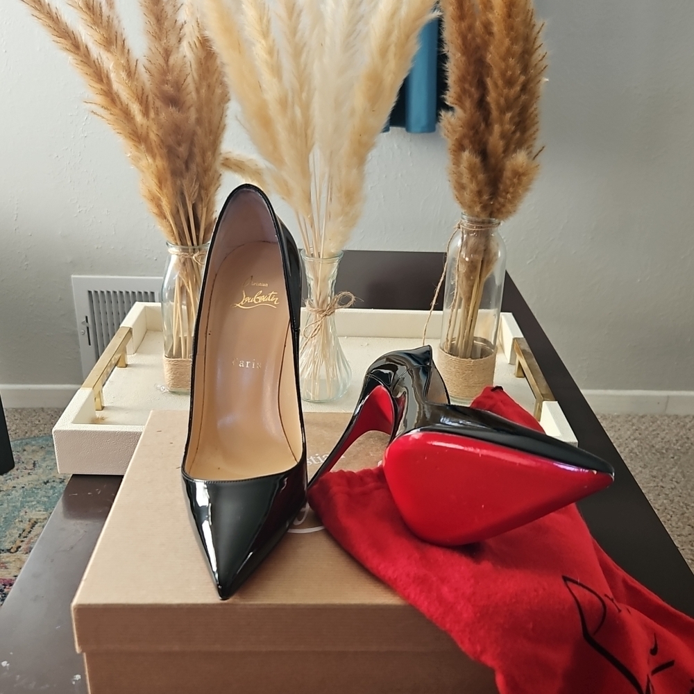Christian Louboutin Glossy Black Heels with Signature Red Soles
